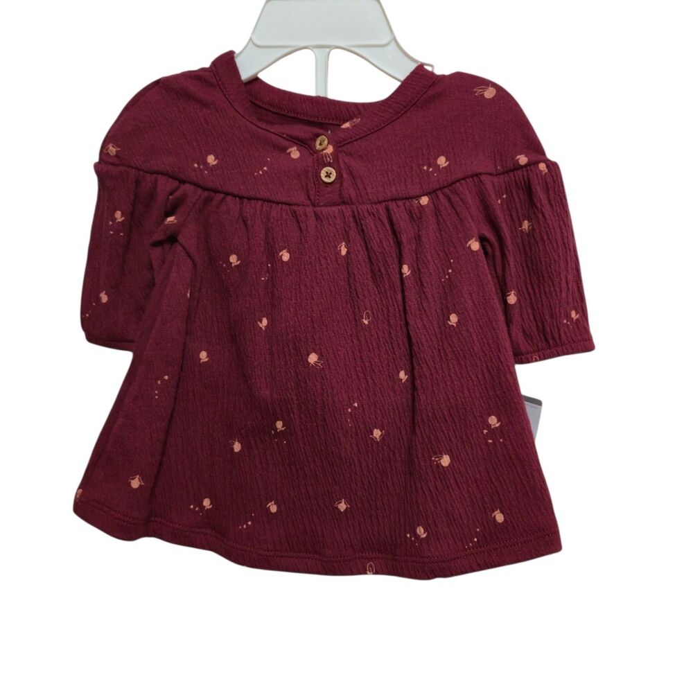 Carter's Dress Set Newborn Baby Girl Burgundy Flowers Pants Headband NEW